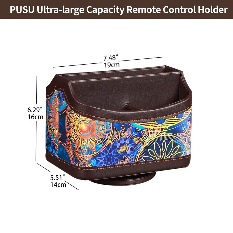 PUSU 360Rotatable Remote Control Holder  PU Leather TV Remote Holder Caddy for Table  Bright and Colorful Art Supply Organizer Pen Holder  Multi-Functional Desk Organizer Living Room Office Decor - Image 2